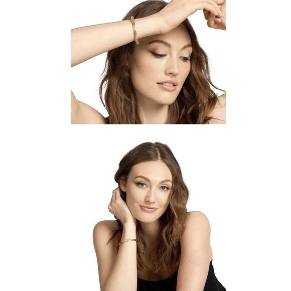 New Our Spare Change Skinny Floral Cuff Bracelet 18K Gold Plated - Picture 15 of 16